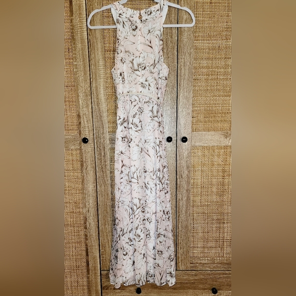 🌸TOMMY HILFIGER Pink Floral chiffon midi dress with belt size 4 - Picture 6 of 10